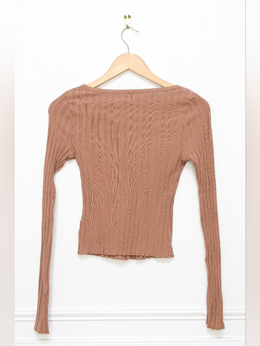 Free People Tilly Ribbed Cardigan Button Front Top Brown Size XS NWT Y2K Boho - Picture 6 of 10